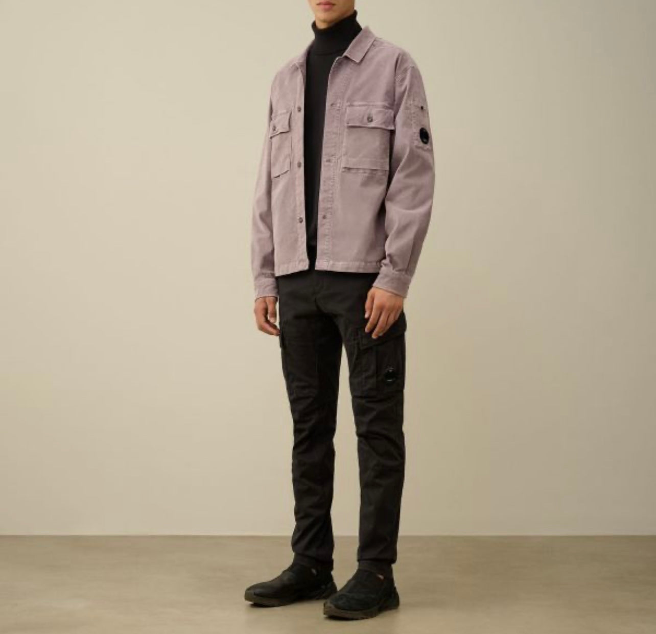 Cp Company Corduroy Utility Lens Overshirt In Purple Dove