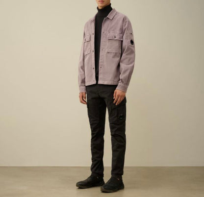 Cp Company Corduroy Utility Lens Overshirt In Purple Dove