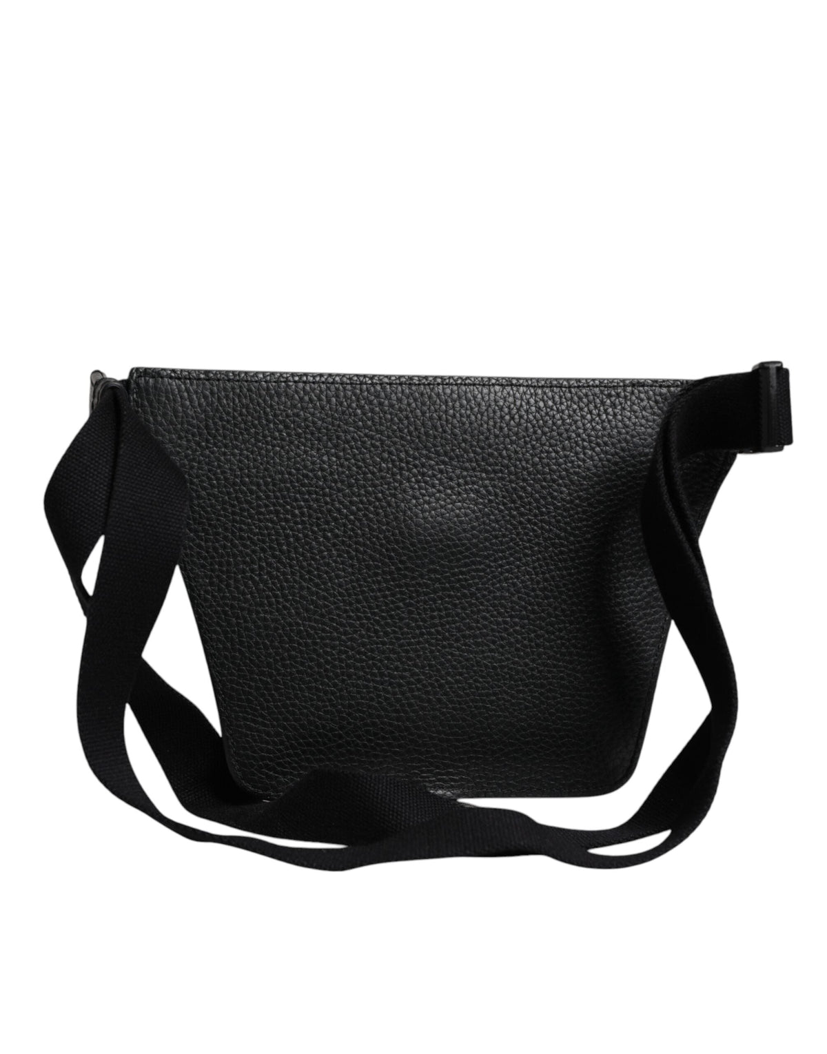 Dolce & Gabbana Black Calfskin Logo Plaque Belt Waist Men Fanny Pack Bag