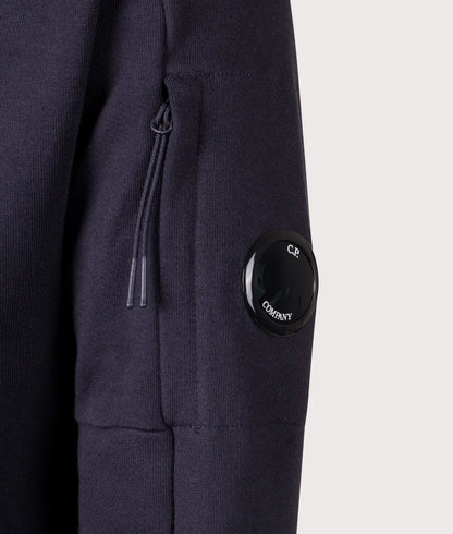 Cp Company 025A Diagonal Raised Lens Full Zip Hoodie In Navy