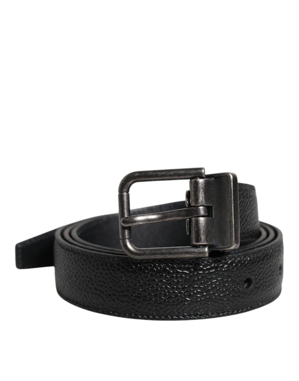 Dolce & Gabbana Black Calf Leather Classic Metal Buckle Belt