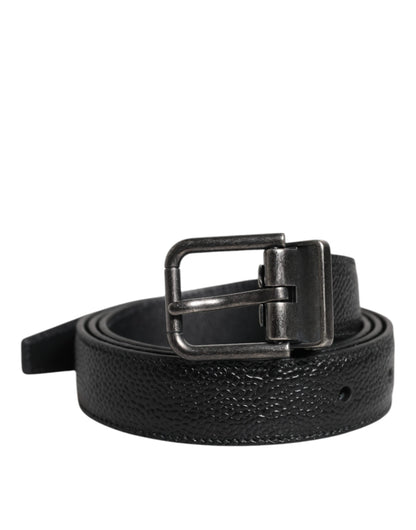 Dolce & Gabbana Black Calf Leather Classic Metal Buckle Belt