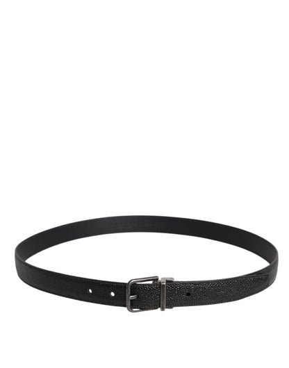 Dolce & Gabbana Black Calf Leather Classic Metal Buckle Belt