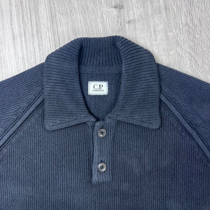 CP Company Chenille Knit Polo - Navy