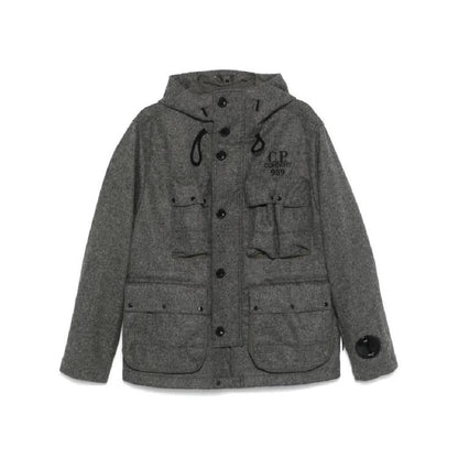 Cp Company Shetland Twill Hooded Goggle Jacket In Grey M97