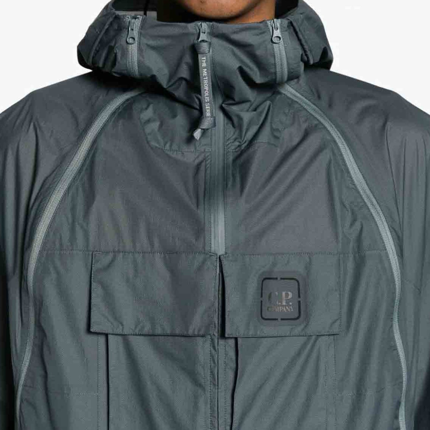 Cp Company Metropolis Nylon Pertex Lightweight Hooded Jacket in Turbulence Grey