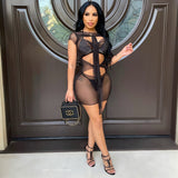 Load image into Gallery viewer, Jazzy mesh cover dress (Black)