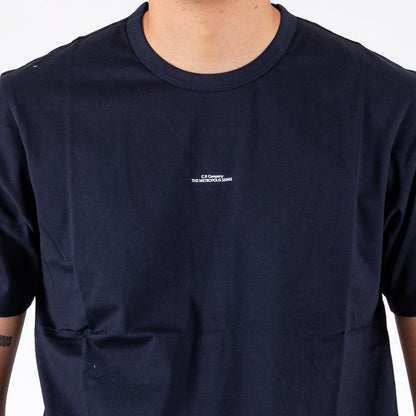 Cp Company 198A Metropolis Series Mercerised Jersey Print Logo T-Shirt Navy