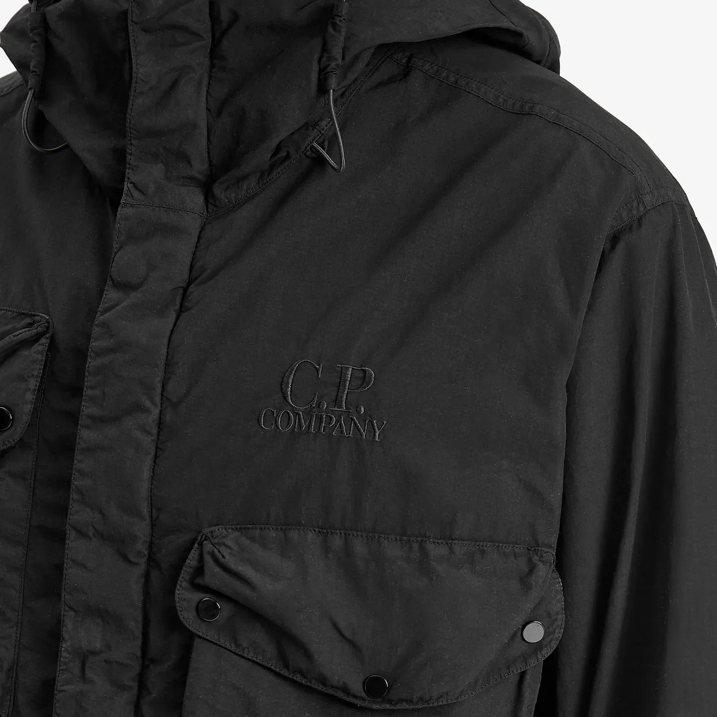 Cp Company Flatt Nylon Goggle Jacket In Black