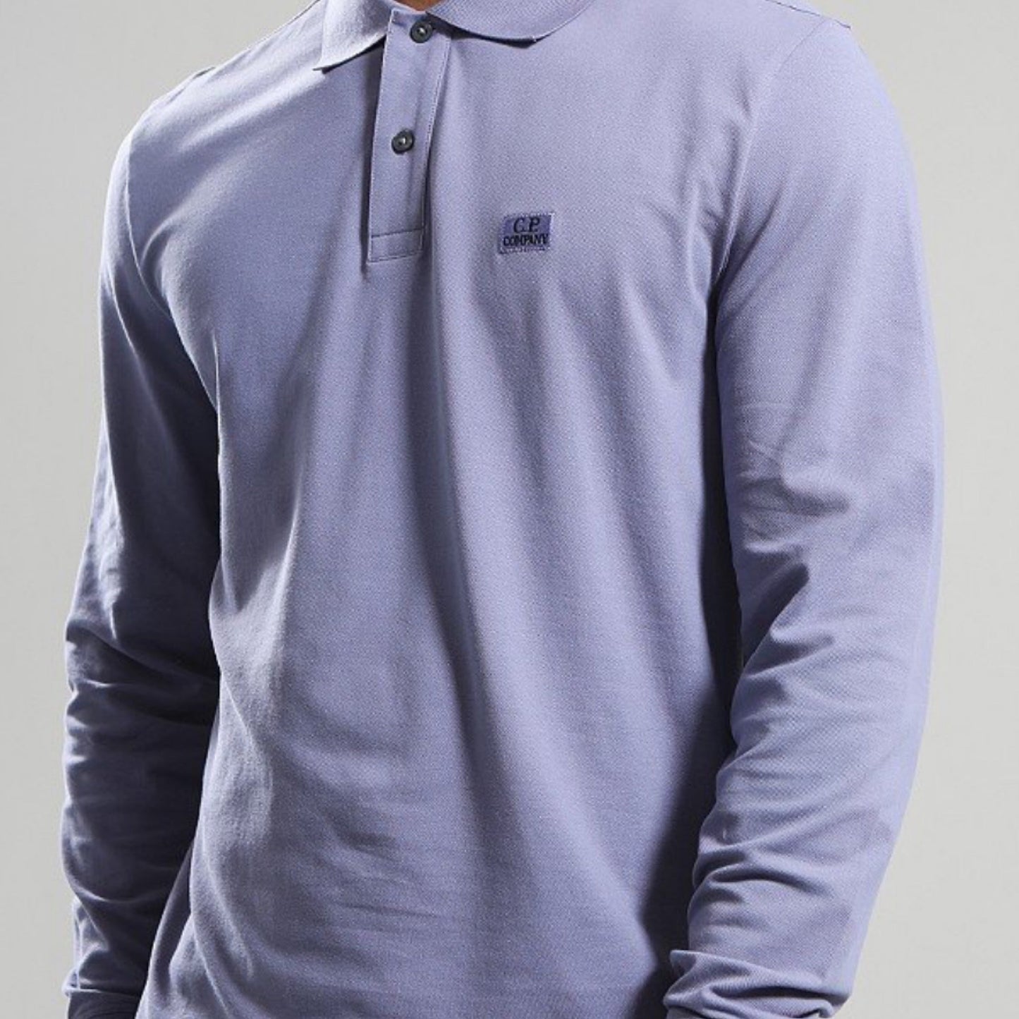 Cp Company Stretch Pique Long Sleeved Polo Shirt In Lavender