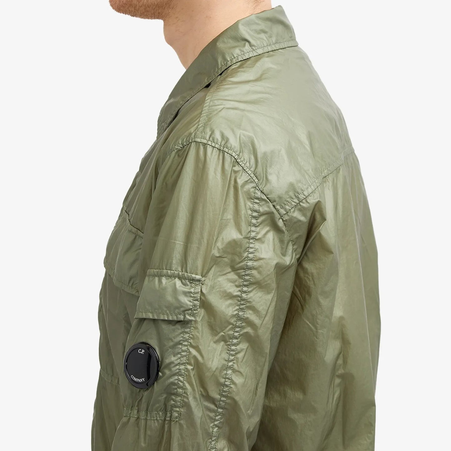 Cp Company Cs II Lens Overshirt In Agave Green