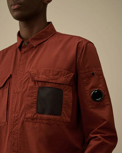 Cp Comapny 142A Organic Cotton Gabardine Overshirt With Certilogo Sable