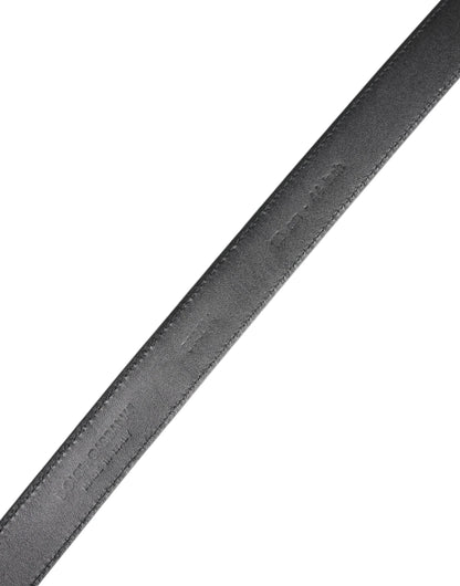 Dolce & Gabbana Black Calf Leather Classic Metal Buckle Belt
