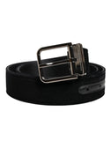 Load image into Gallery viewer, Dolce &amp; Gabbana Black Cotton Silver Metal Buckle Belt