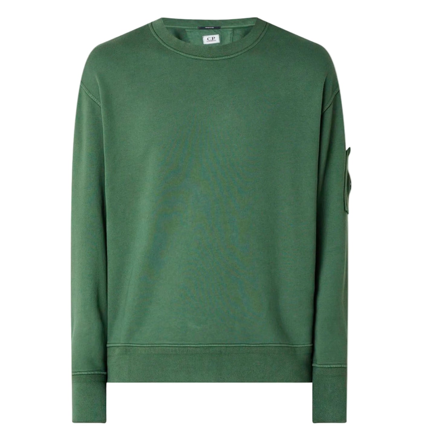 Cp Company Loose Fit Lens Diagonal Fleece Resist Dyed Sweatshirt In Duck Green
