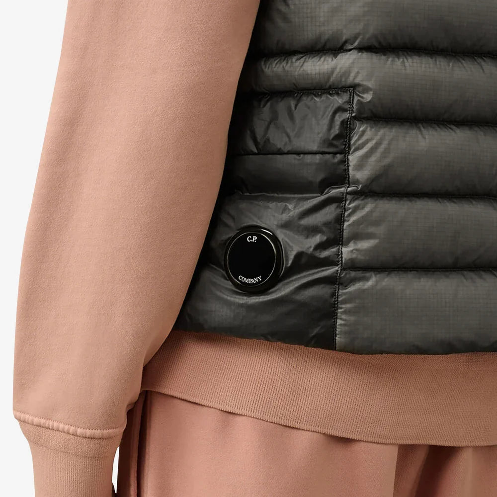 Cp Company 201A D.D Shell Lens Down Gilet In Smoked Pearl with Certilogo