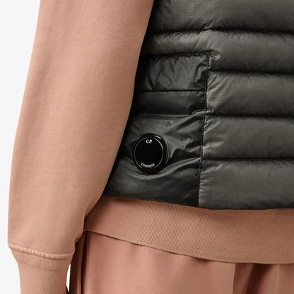 Cp Company 201A D.D Shell Lens Down Gilet In Smoked Pearl with Certilogo