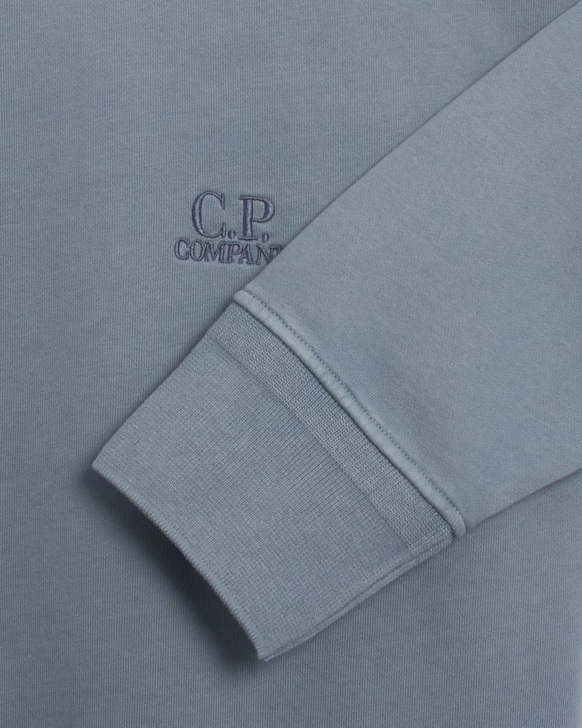 Cp Company Brushed Emerised Resist Dyed Embroidered Logo Sweatshirt In Flint Stone