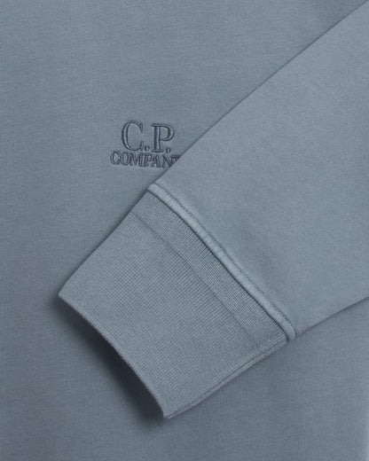 Cp Company Brushed Emerised Resist Dyed Embroidered Logo Sweatshirt In Flint Stone