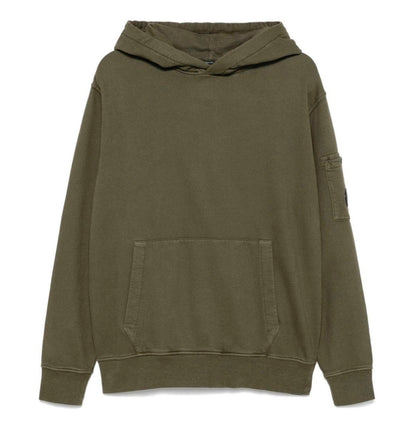 Cp Company Resist Dyed Brushed Emerised Lens Overhead Hoodie In Grape Leaf