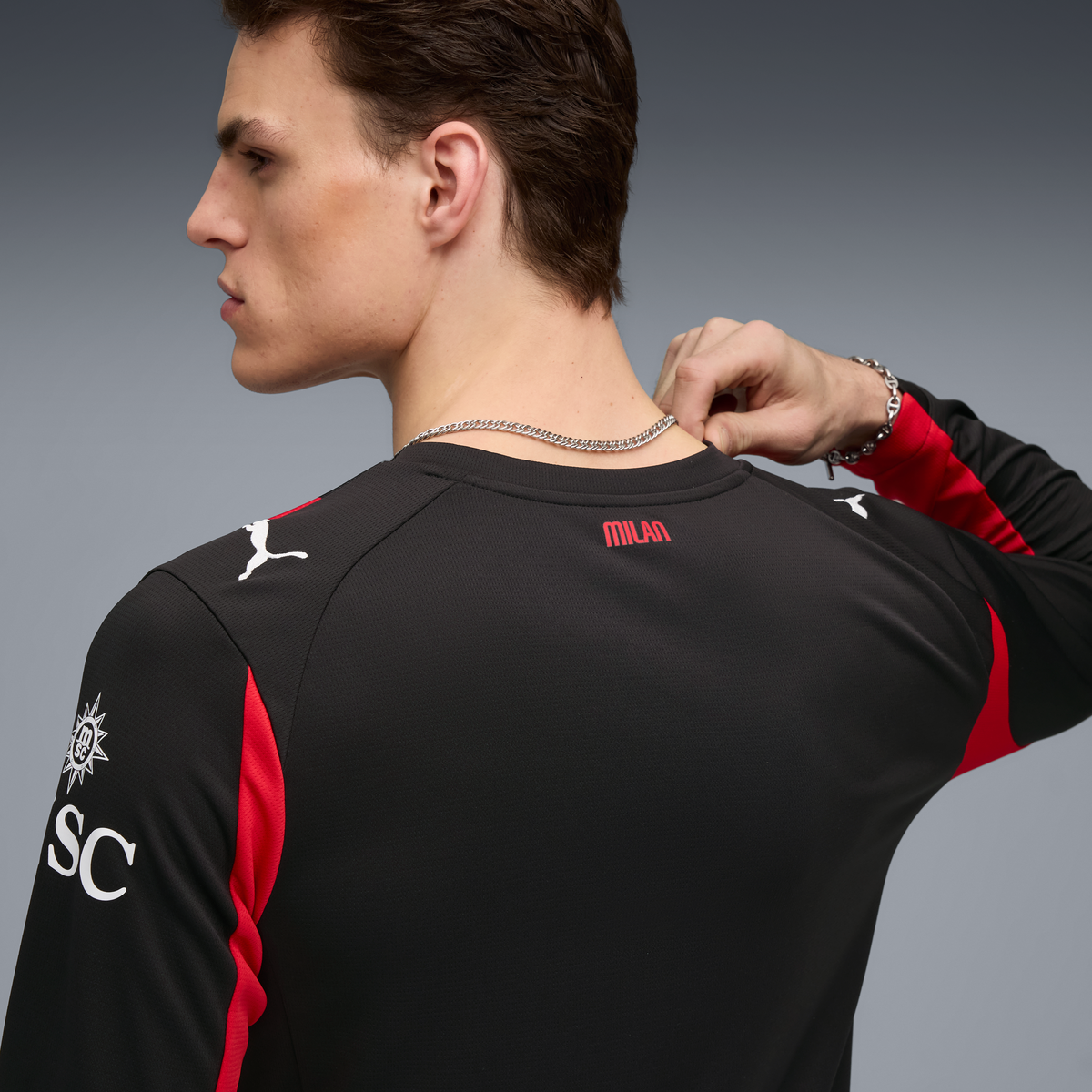 Puma AC Milan Men's Home Replica Long Sleeve Jersey 25/26
