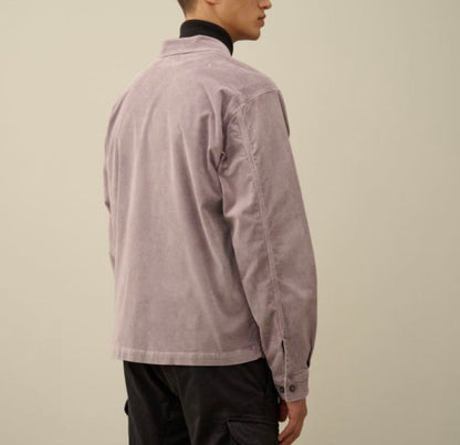 Cp Company Corduroy Utility Lens Overshirt In Purple Dove