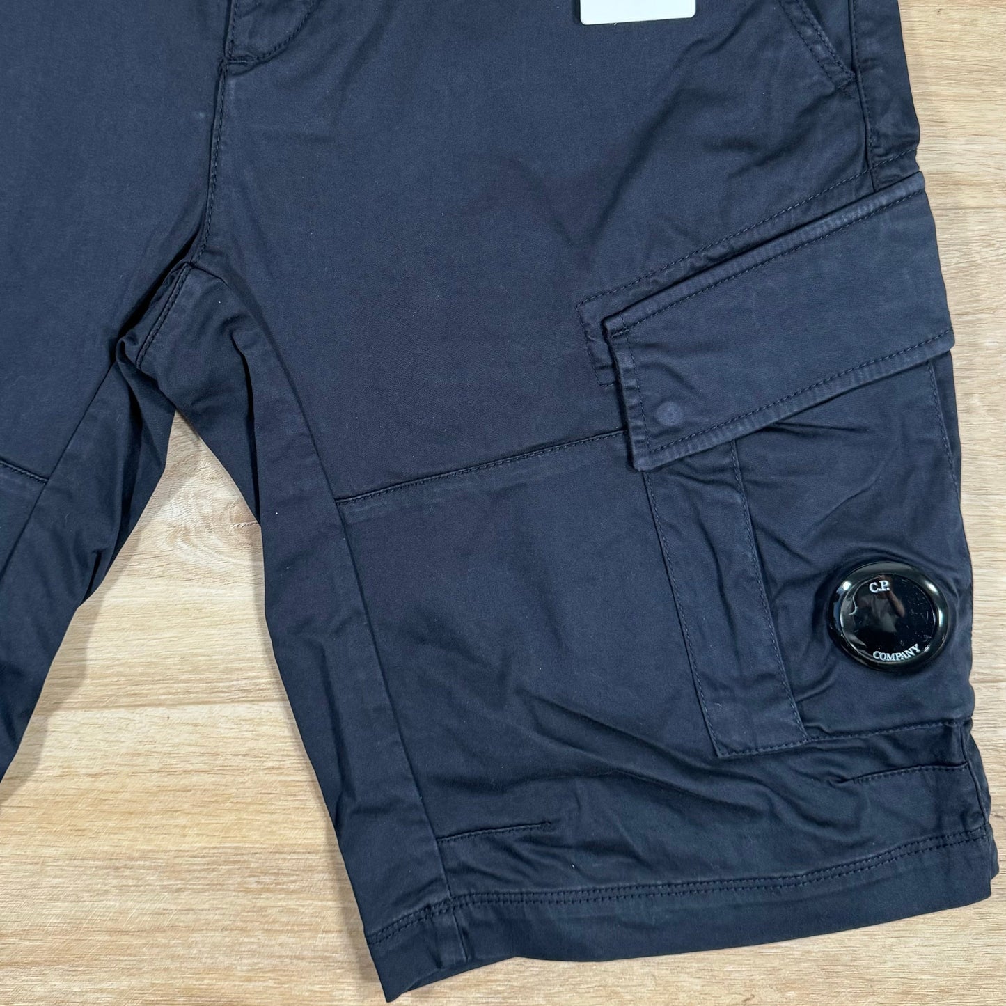 C.P. Company Stretch Sateen Cargo Lens Shorts in Navy