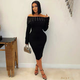 Load image into Gallery viewer, Maira crystal midi dress (Black)