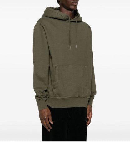 Cp Company Resist Dyed Brushed Emerised Lens Overhead Hoodie In Grape Leaf