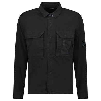 Cp Company 142A Organic Cotton Gabardine Overshirt In Black