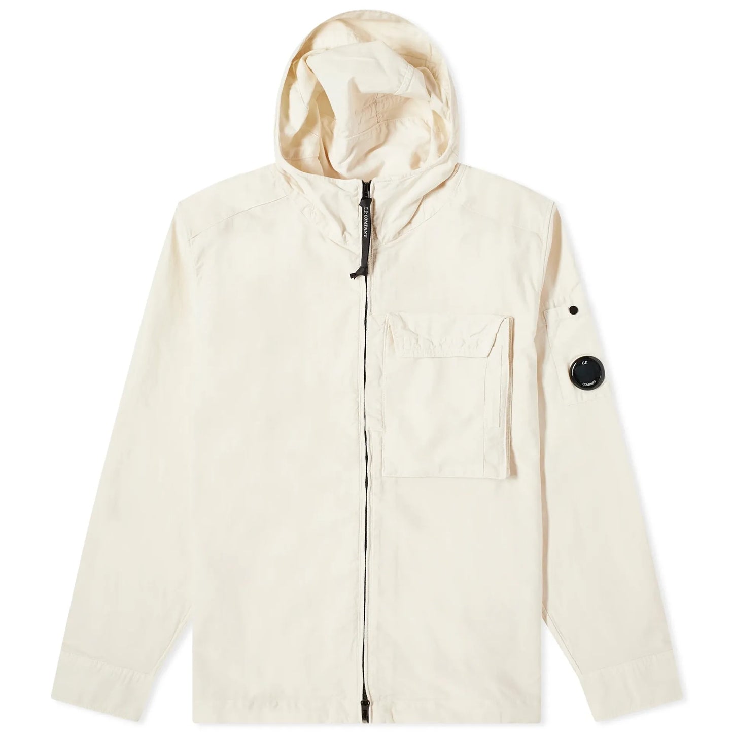 Cp Company 156A Ottoman Hooded Lens Overshirt In Pistachio Shell