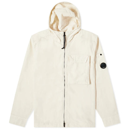 Cp Company 156A Ottoman Hooded Lens Overshirt In Pistachio Shell