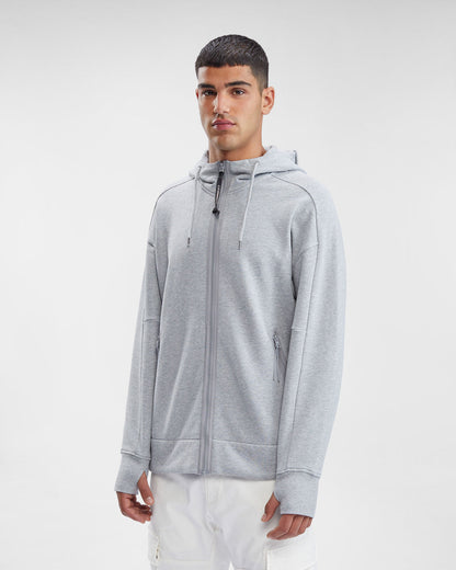 Cp Company Goggle Full Zip Hoodie In Grey M93