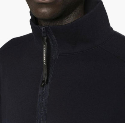 Cp Company 16cm Diagonal Raised Quarter Zip Lens Sweatshirt In Navy