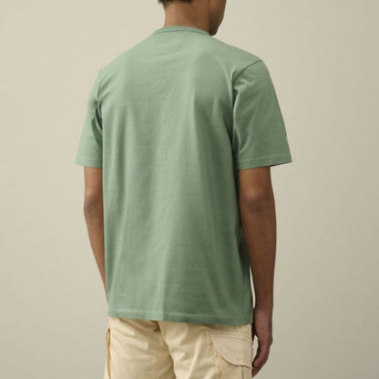 Cp Company 148A Twisted Jersey Mercerized Cotton Embroidered Logo T-Shirt In Green Bay