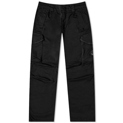 Cp Company 059A Stretch Sateen Loose Fit Lens Cargo Pants In Black