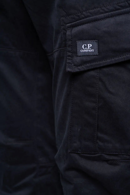 Cp Company 117A Stretch Satin Logo Cargo Pants In Navy