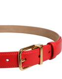Load image into Gallery viewer, Dolce &amp; Gabbana Red Leather Gold Metal Buckle Cintura Belt