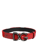 Load image into Gallery viewer, Dolce &amp; Gabbana Red Viscose Silver DG Logo Metal Buckle Belt