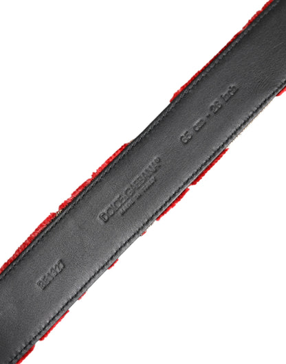 Dolce & Gabbana Red Viscose Silver DG Logo Metal Buckle Belt