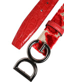 Load image into Gallery viewer, Dolce &amp; Gabbana Red Viscose Silver DG Logo Metal Buckle Belt