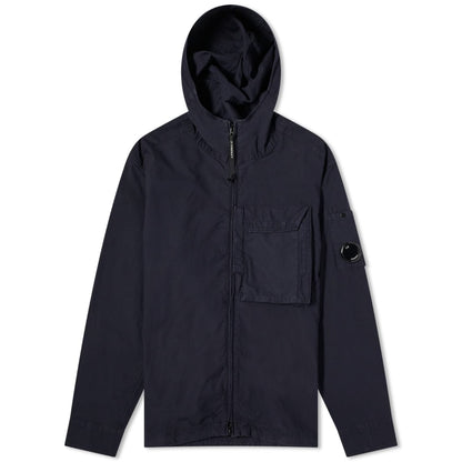 Cp Company 156A Ottoman Hooded Lens Overshirt In Navy