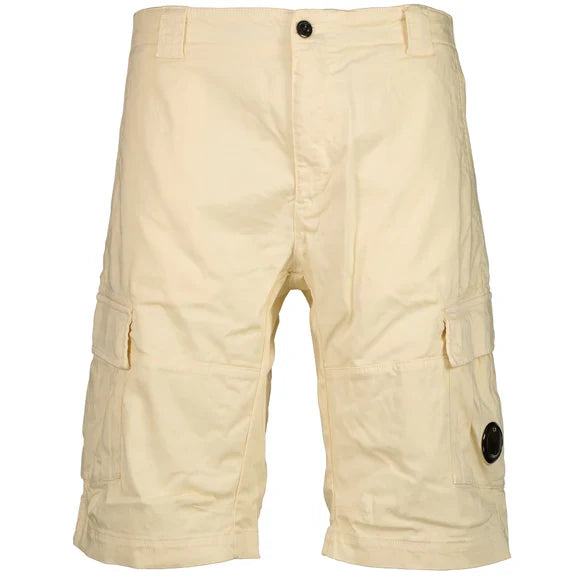 Cp Company 116A Satin Stretch Cargo Shorts In Pistachio Shell
