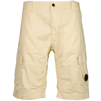 Cp Company 116A Satin Stretch Cargo Shorts In Pistachio Shell