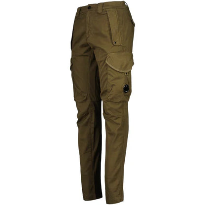 Cp Company 058A Stretch Satin Lens Cargo Pants In Ivy Green