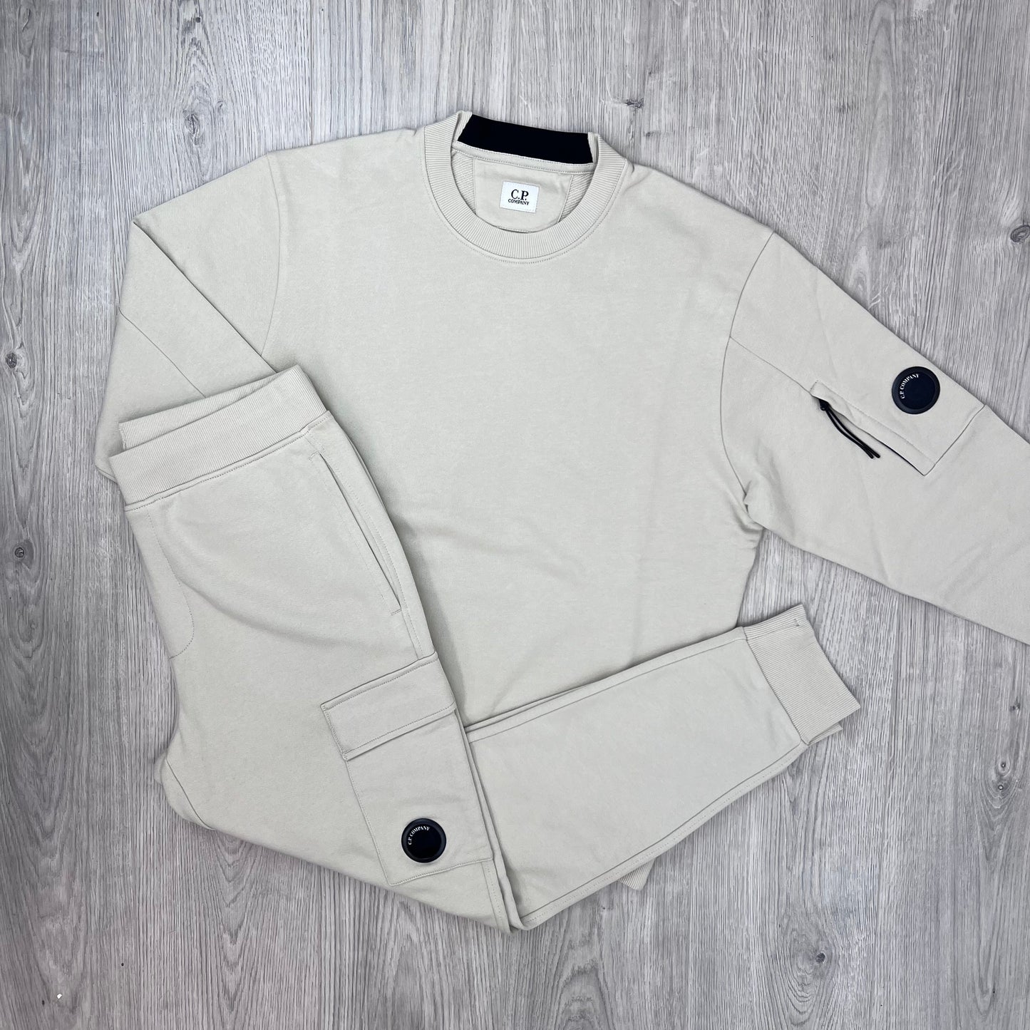 CP Company Raised Fleece Tracksuit - Silver Birch