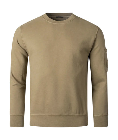 Cp Company Brushed Emerised Resist Dyed Lens Sweatshirt In Walnut Brown