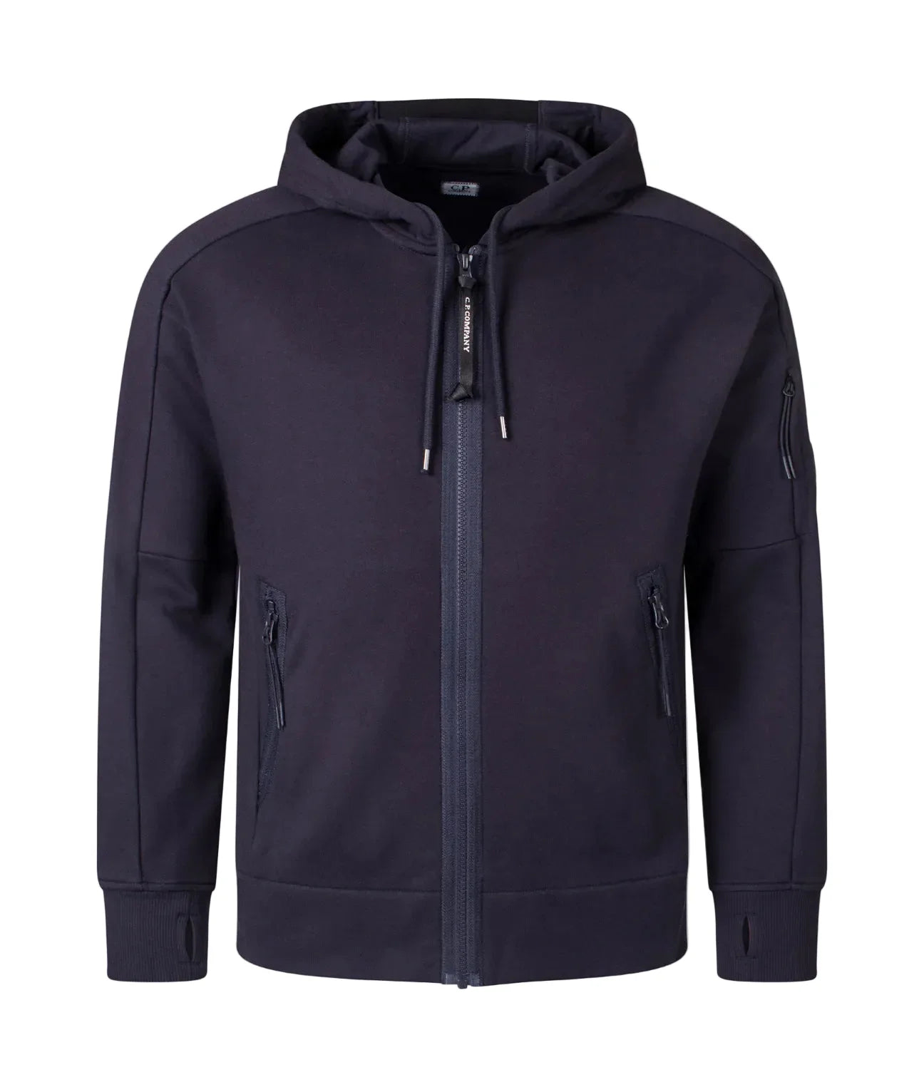 Cp Company 025A Diagonal Raised Lens Full Zip Hoodie In Navy