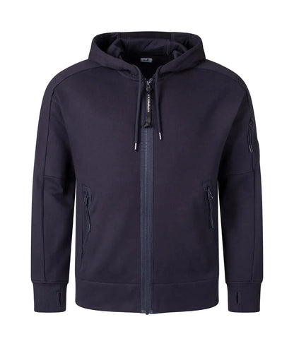 Cp Company 025A Diagonal Raised Lens Full Zip Hoodie In Navy