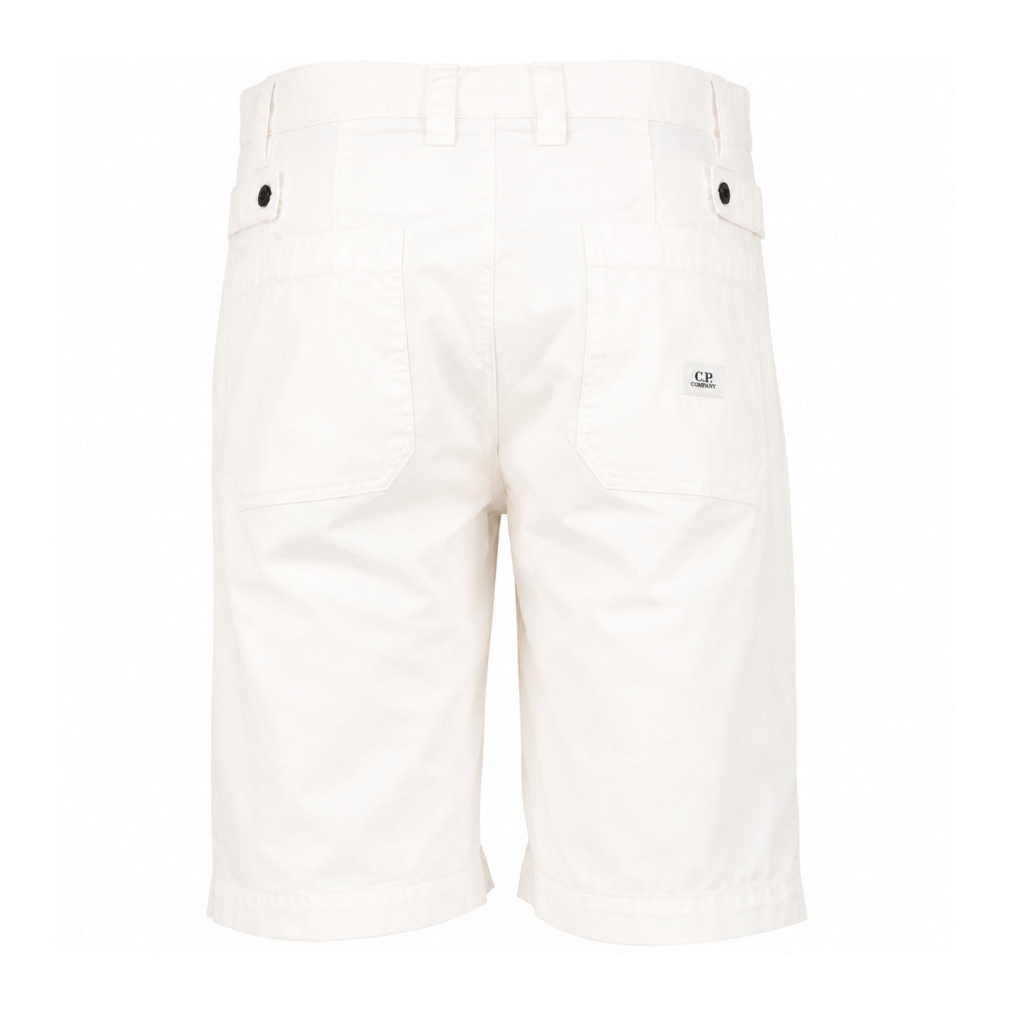 Cp Company 277A Gabardine Bermuda Pocket Patch Logo Shorts In White With Certilogo